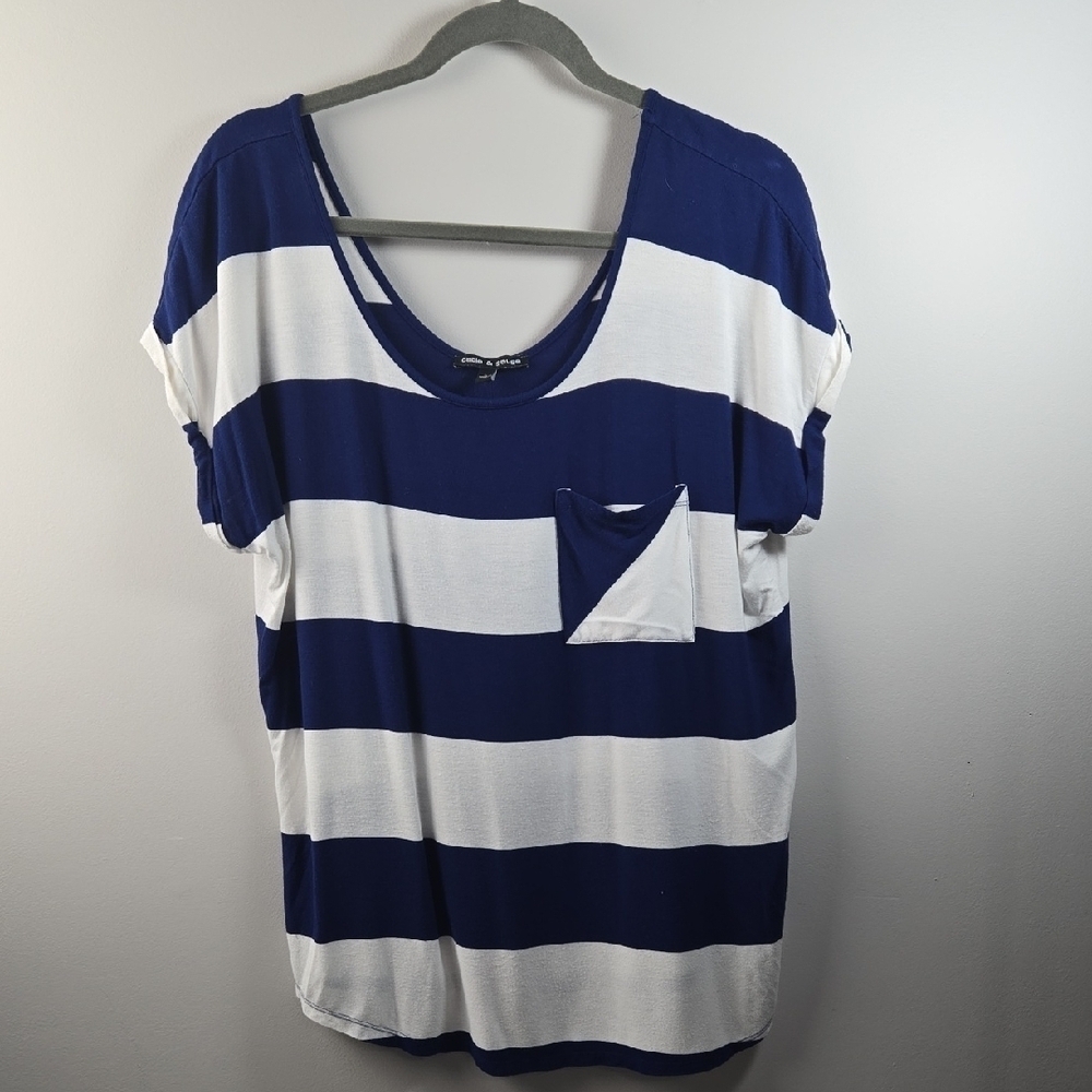 Cable & Gauge Blue and White Boxy Short Sleeve Tee